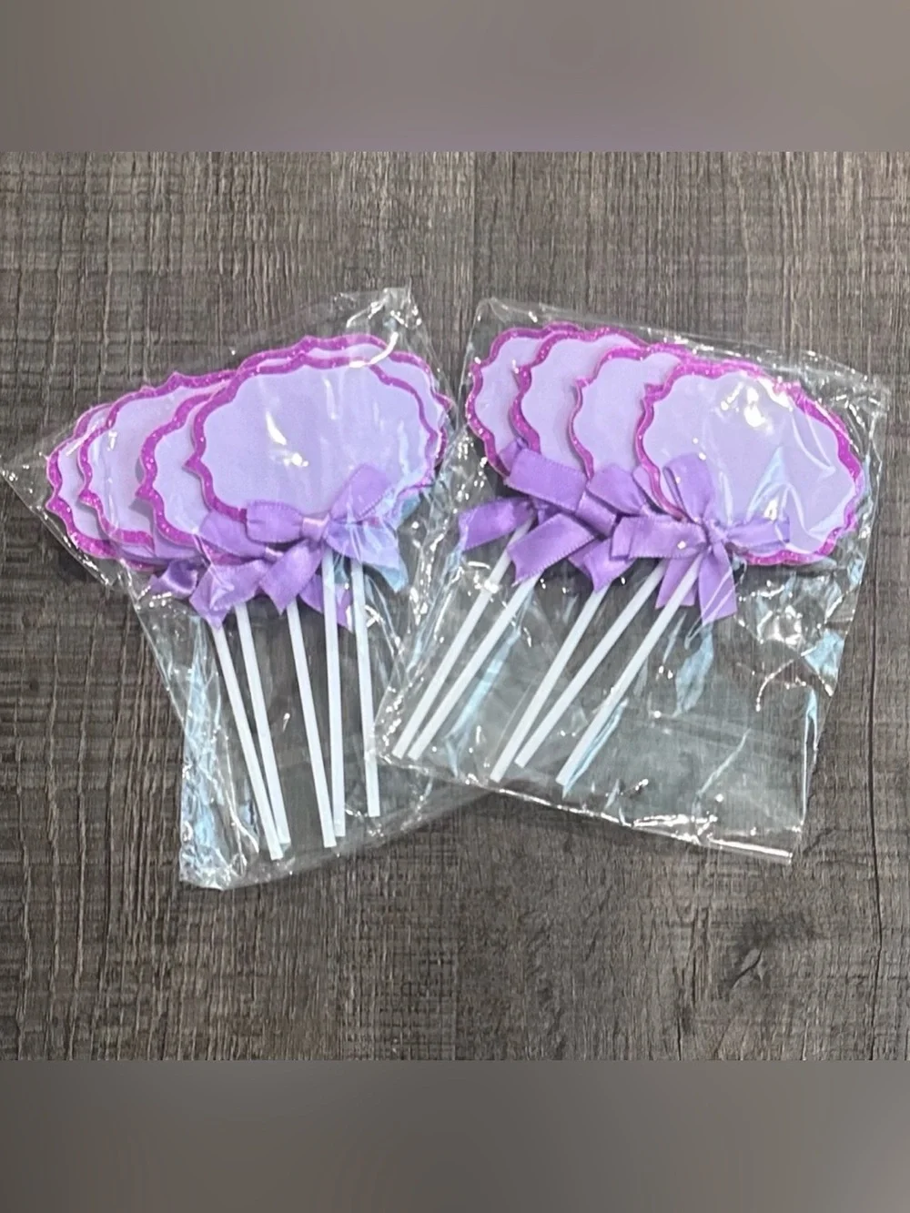 💞 New Pack of 10 Purple & Dark Purple Glitter Buffet Food Label Cupcake Toppers